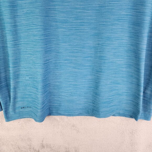Mens Blue Nike Dri-Fit Pullover Shirt 1/4 Zip Long Sleeve Mock Neck Size L - Picture 3 of 14